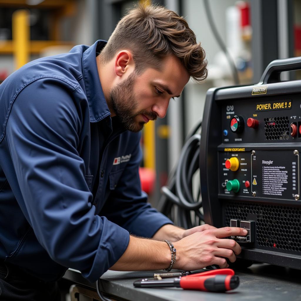 Club Car Technician Repairing a Power Drive 2 Charger