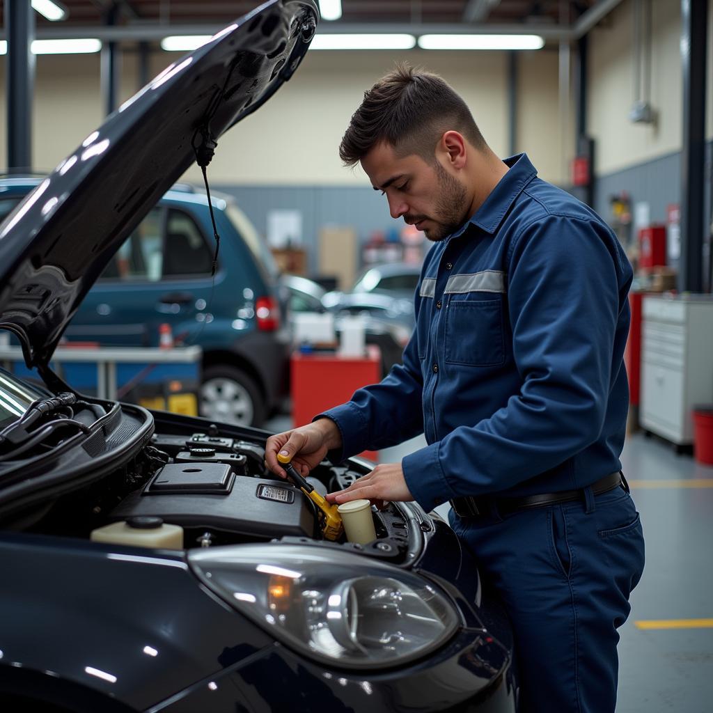 Mechanic Performing Common Car Maintenance Tasks