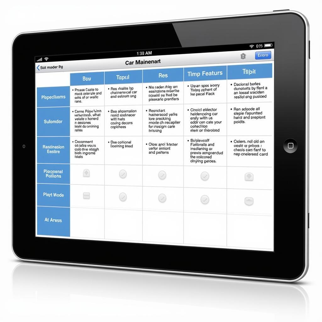 Comparing Car Maintenance Apps on a Tablet