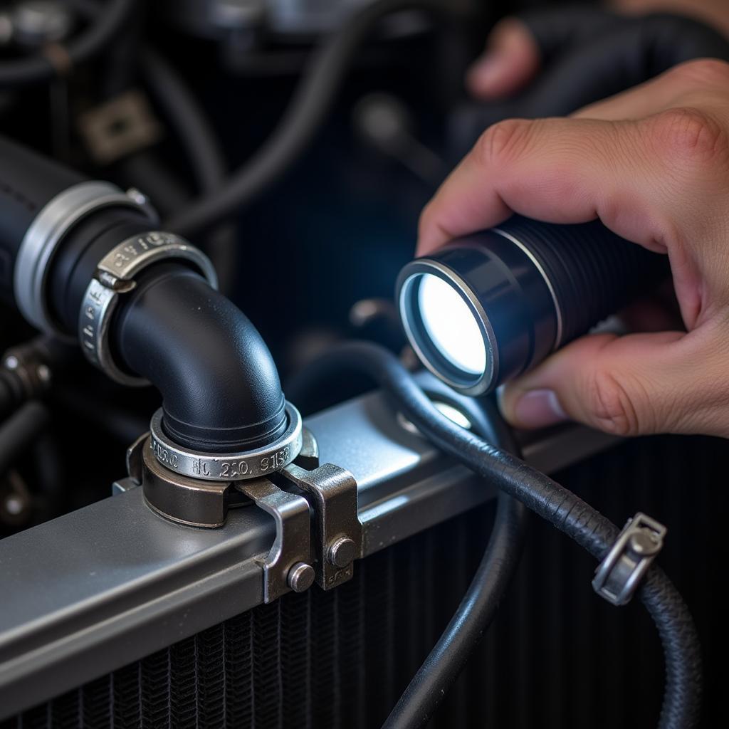 Inspecting a car for coolant leaks