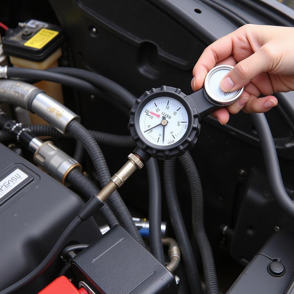 Performing a pressure test on the coolant system