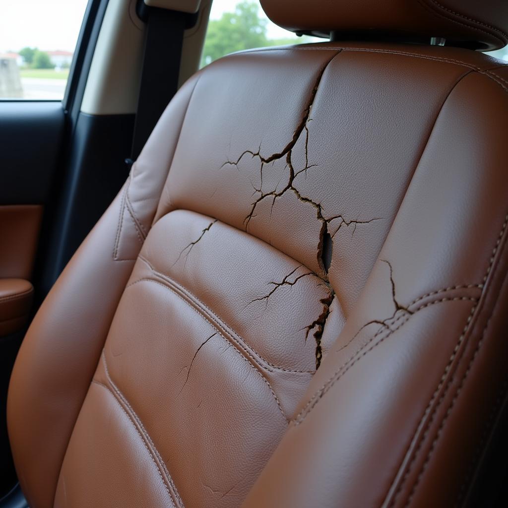 Cracked Leather Car Seat Due to Sun Damage