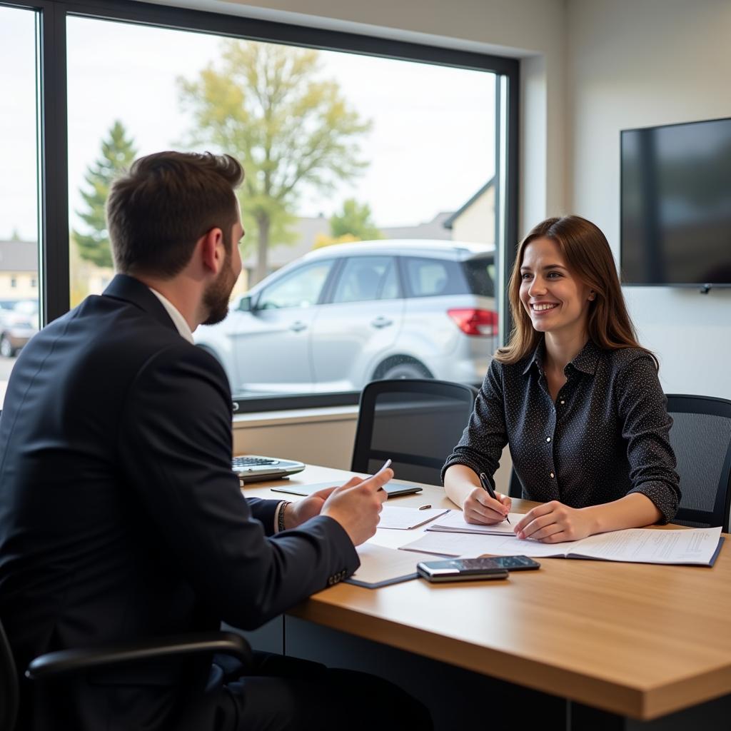 Customer Meeting with Finance Manager at a Welsh Car Dealership