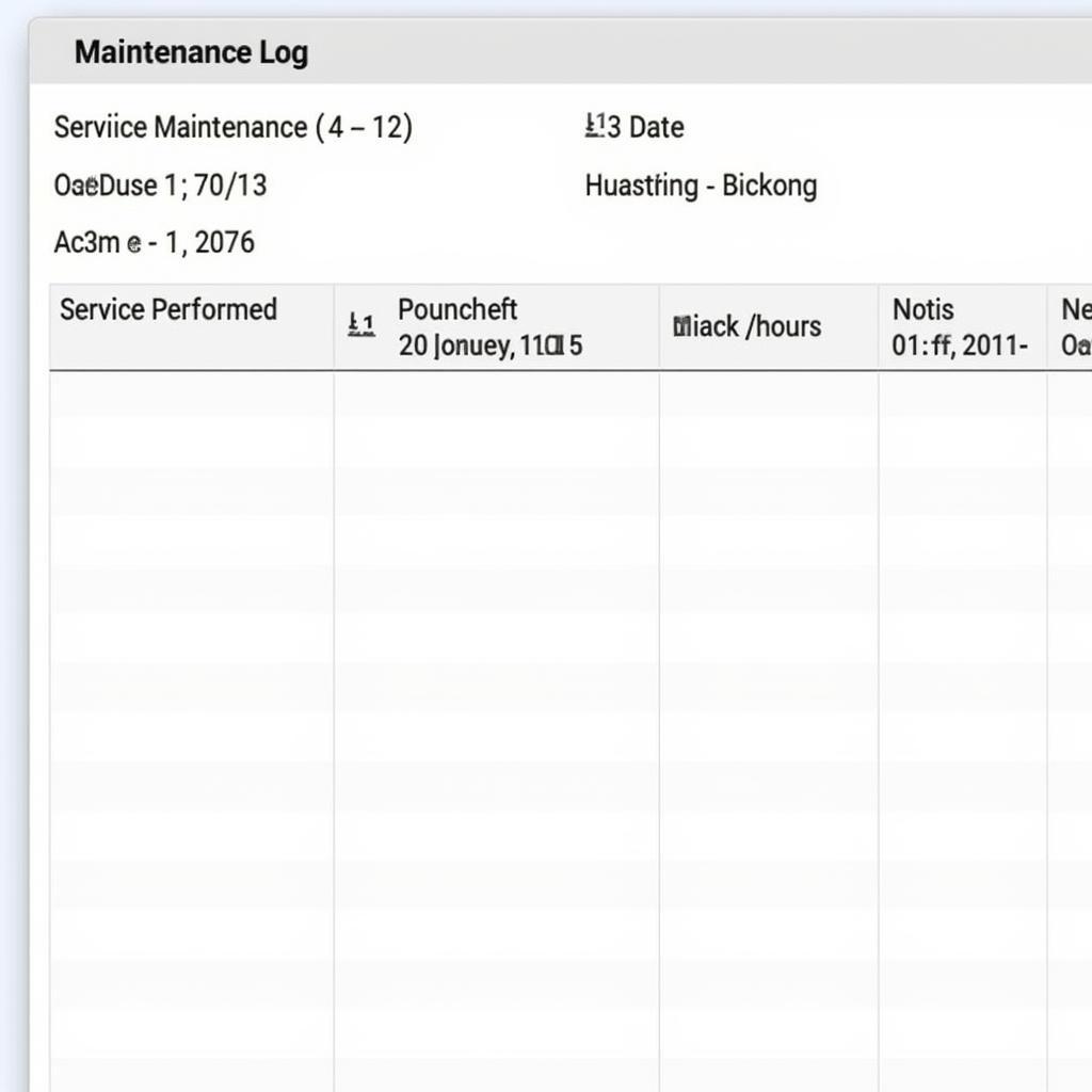 Customized Club Car Maintenance Log