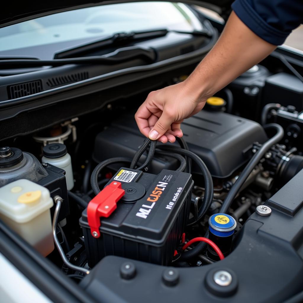 Checking Dad's Car Engine Compartment