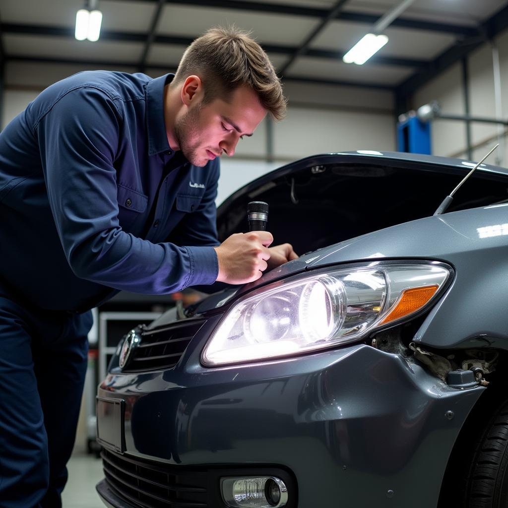 Assessing damage on an accident car