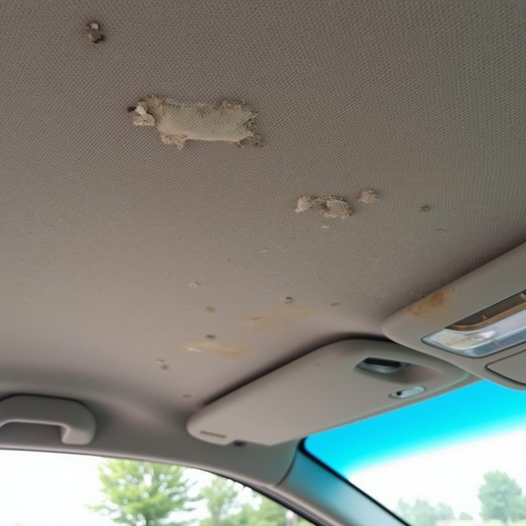 Damaged Car Ceiling Upholstery