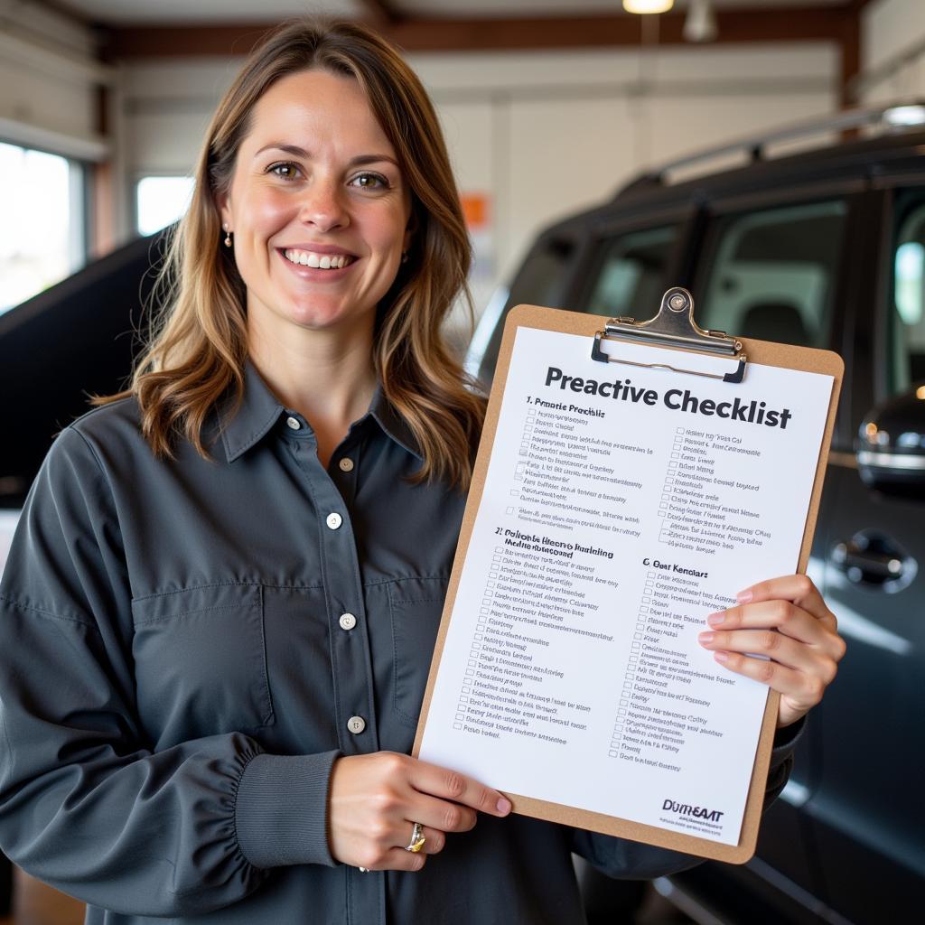 Dani Jensen Reviewing Car Maintenance Checklist