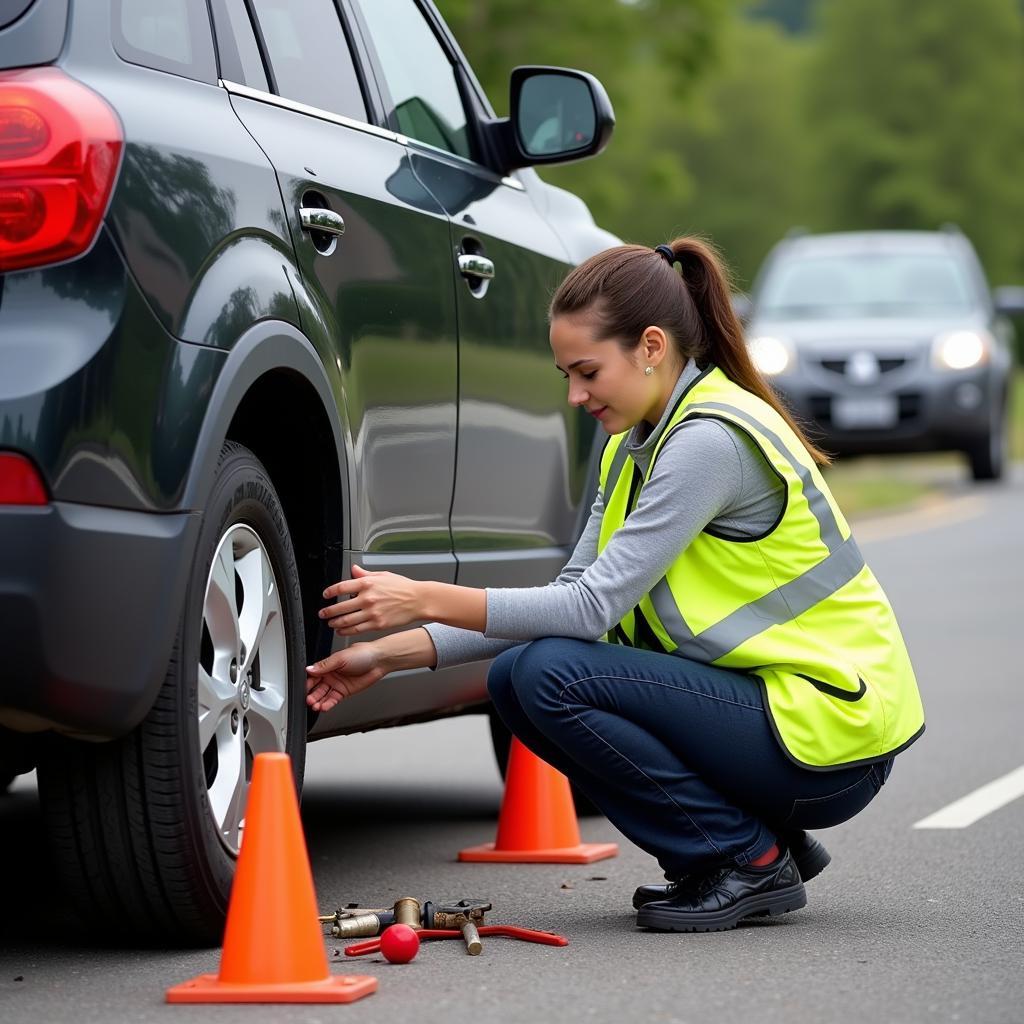 Dani Jensen Changing a Flat Tire