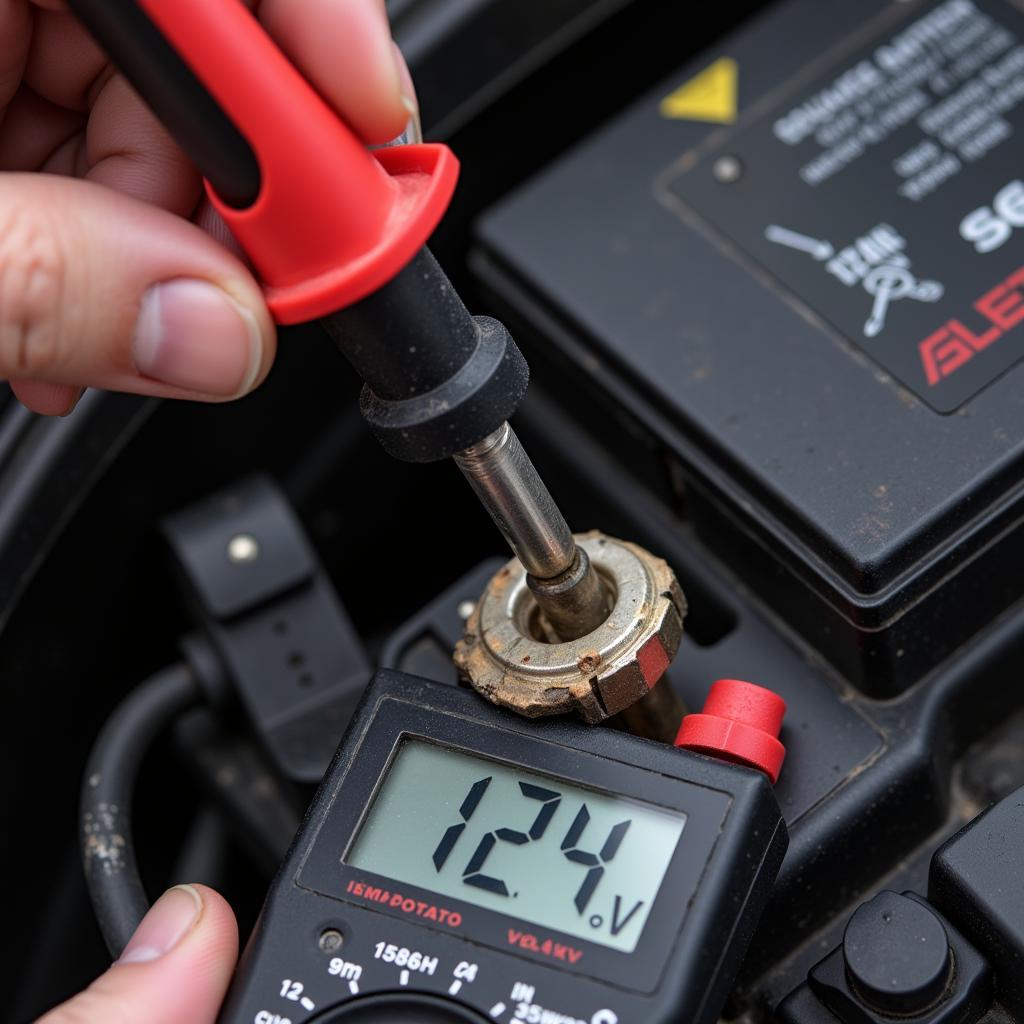 Checking Car Battery Voltage with Multimeter