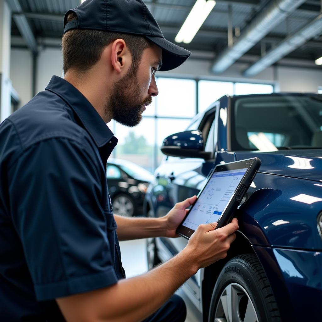 Dealership Technician Performing Car Maintenance