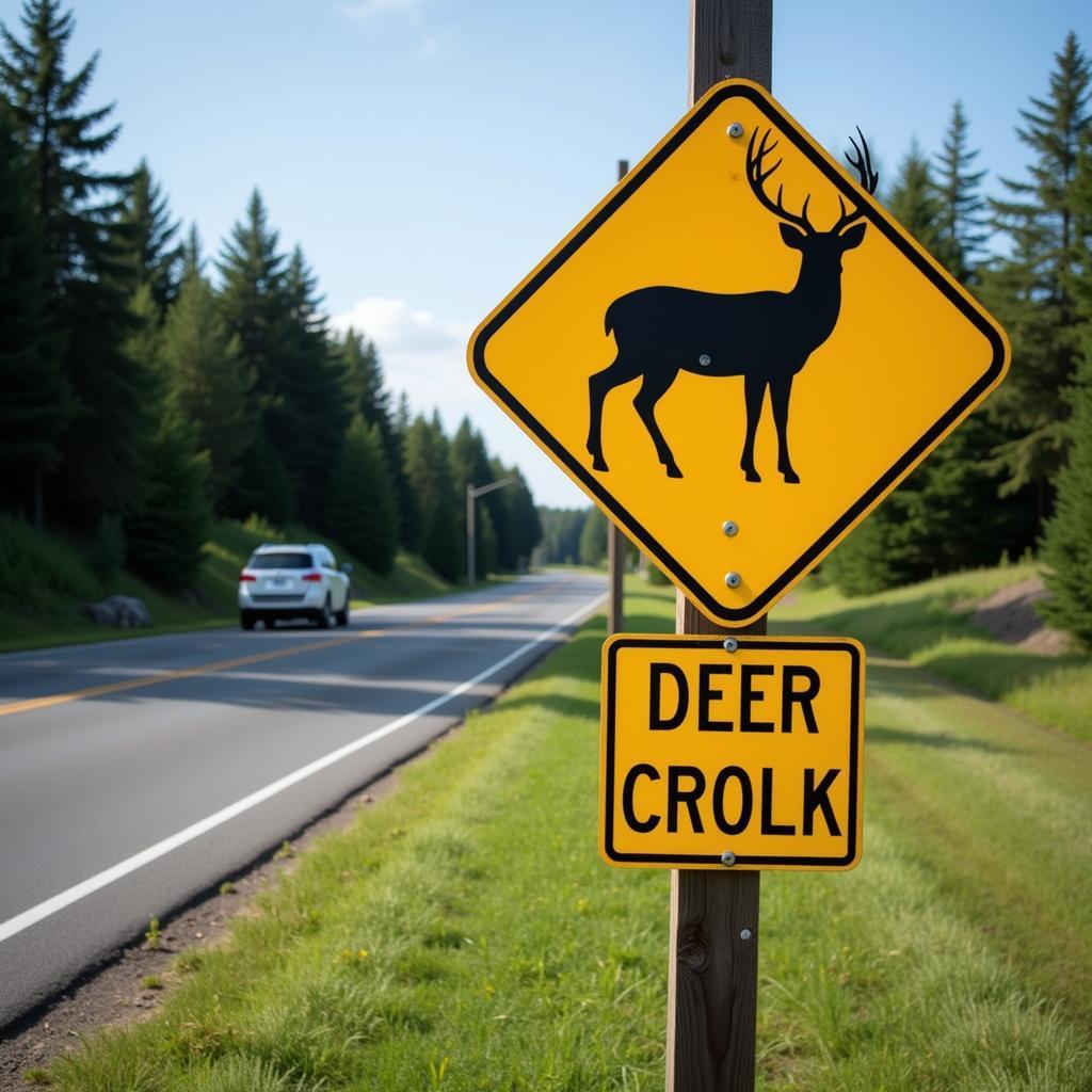 Deer Crossing Sign Road Safety