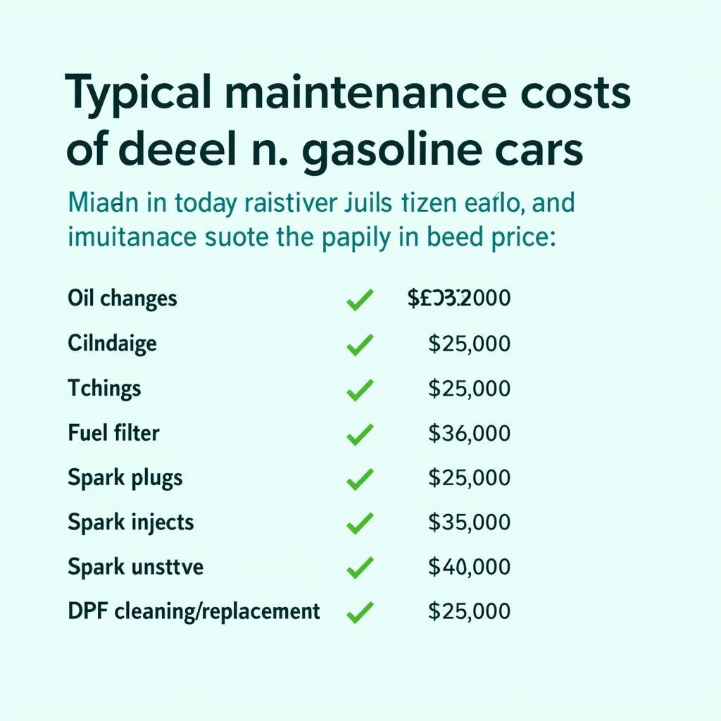 Comparison Chart: Diesel vs. Gas Maintenance Costs