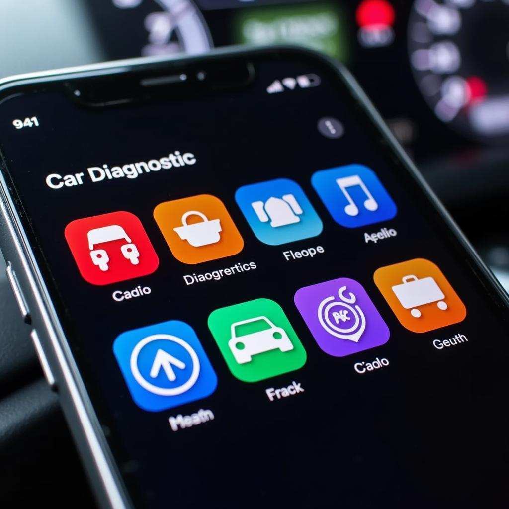 Various Car Diagnostic Apps Displayed on a Smartphone Screen