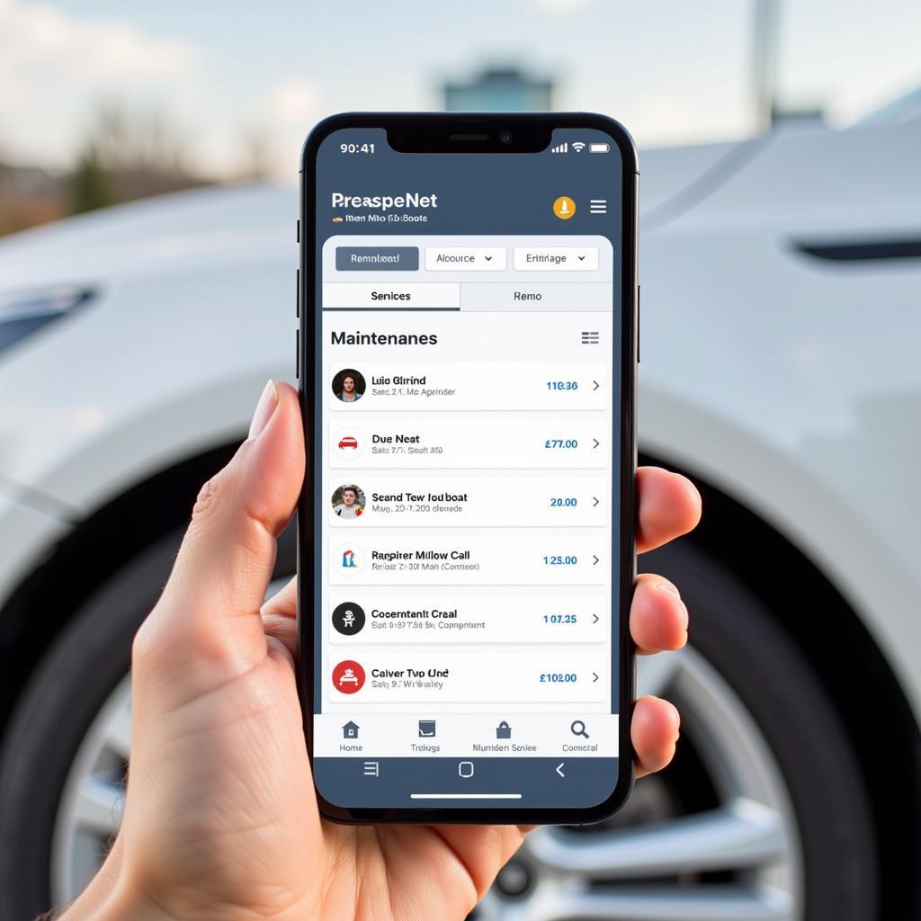 Digital Car Maintenance Tracking App on a Smartphone