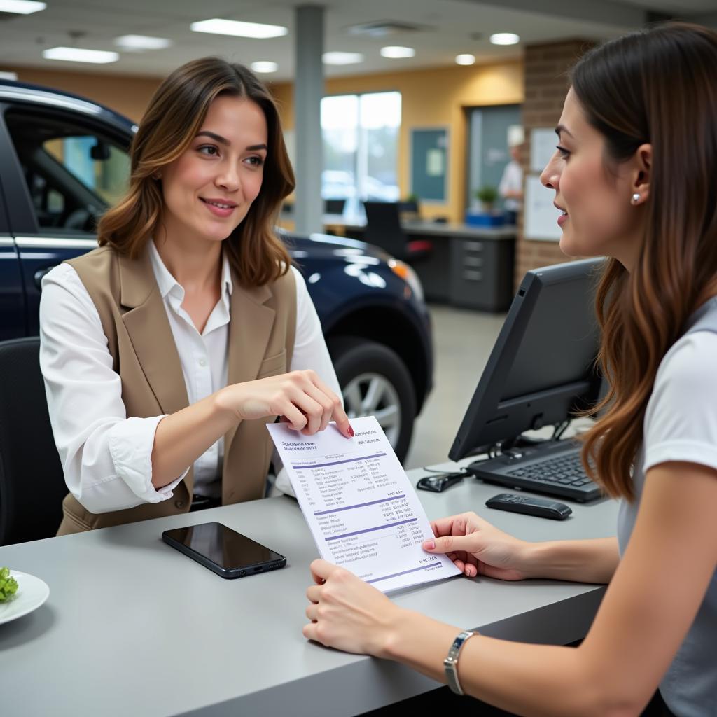 Customer disputing car rental charges with agent