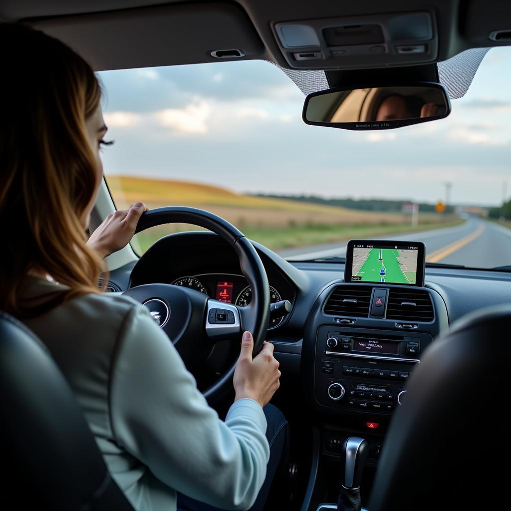 Driver using GPS navigation system