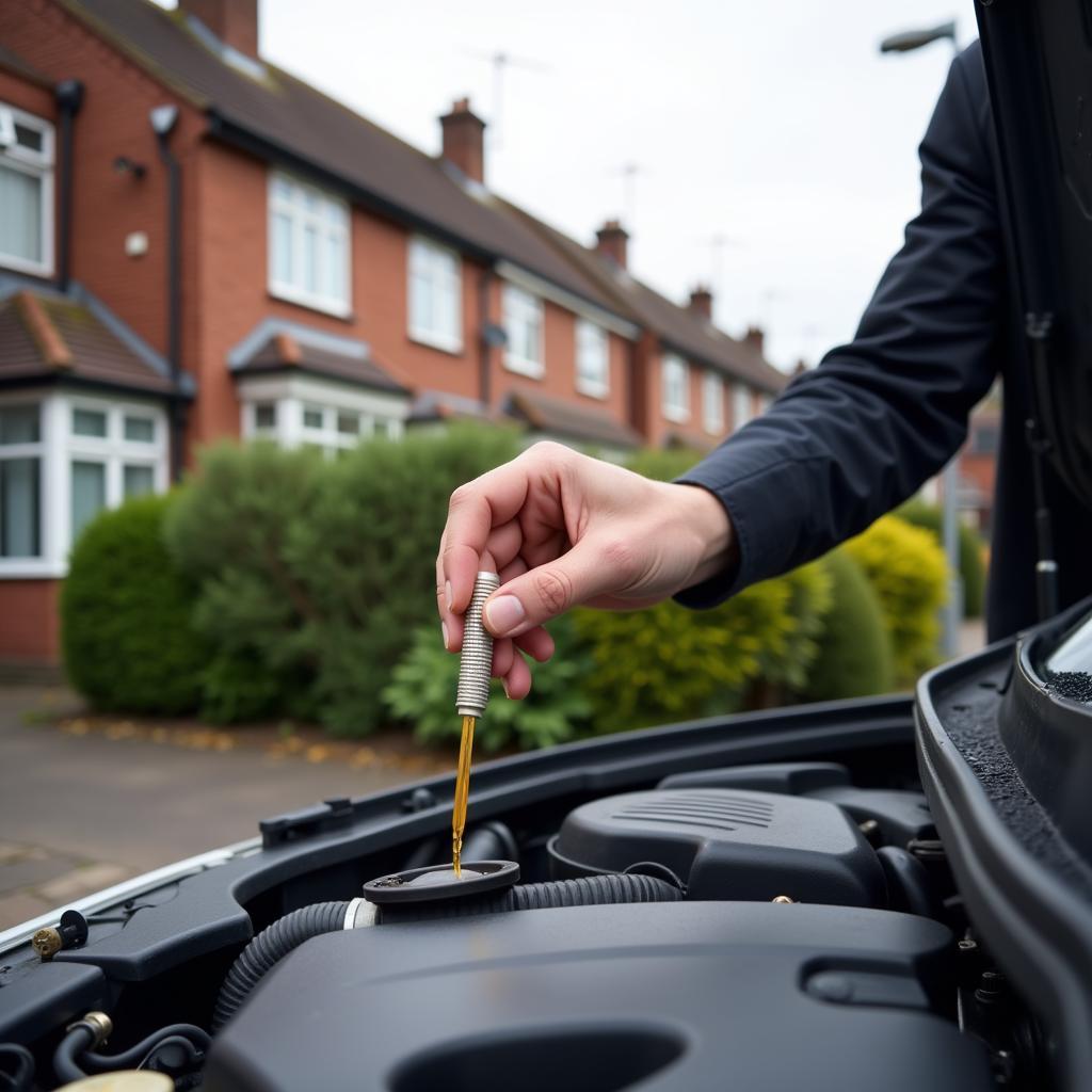 Checking car fluids in Earlsfield