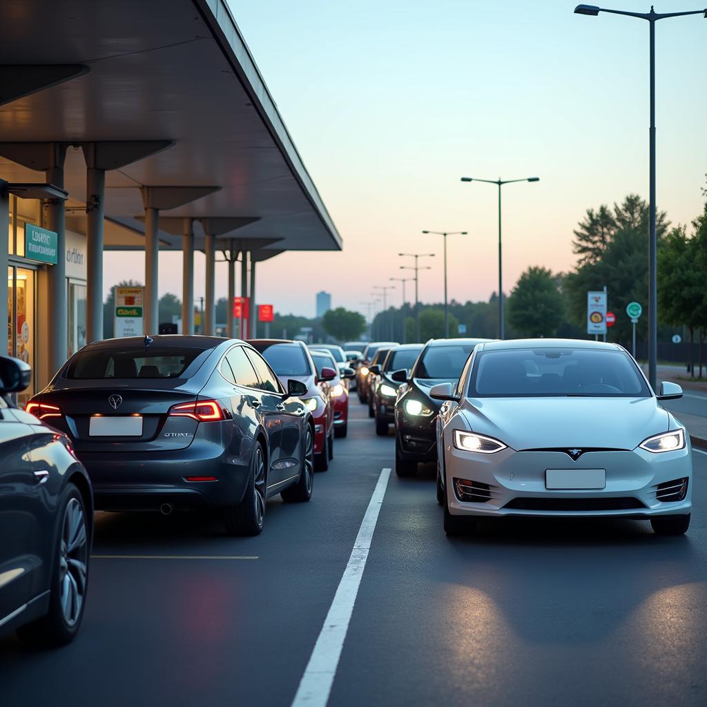 Electric Car Charging Challenges: Long queues and limited availability of charging stations can be a significant problem for electric car owners.