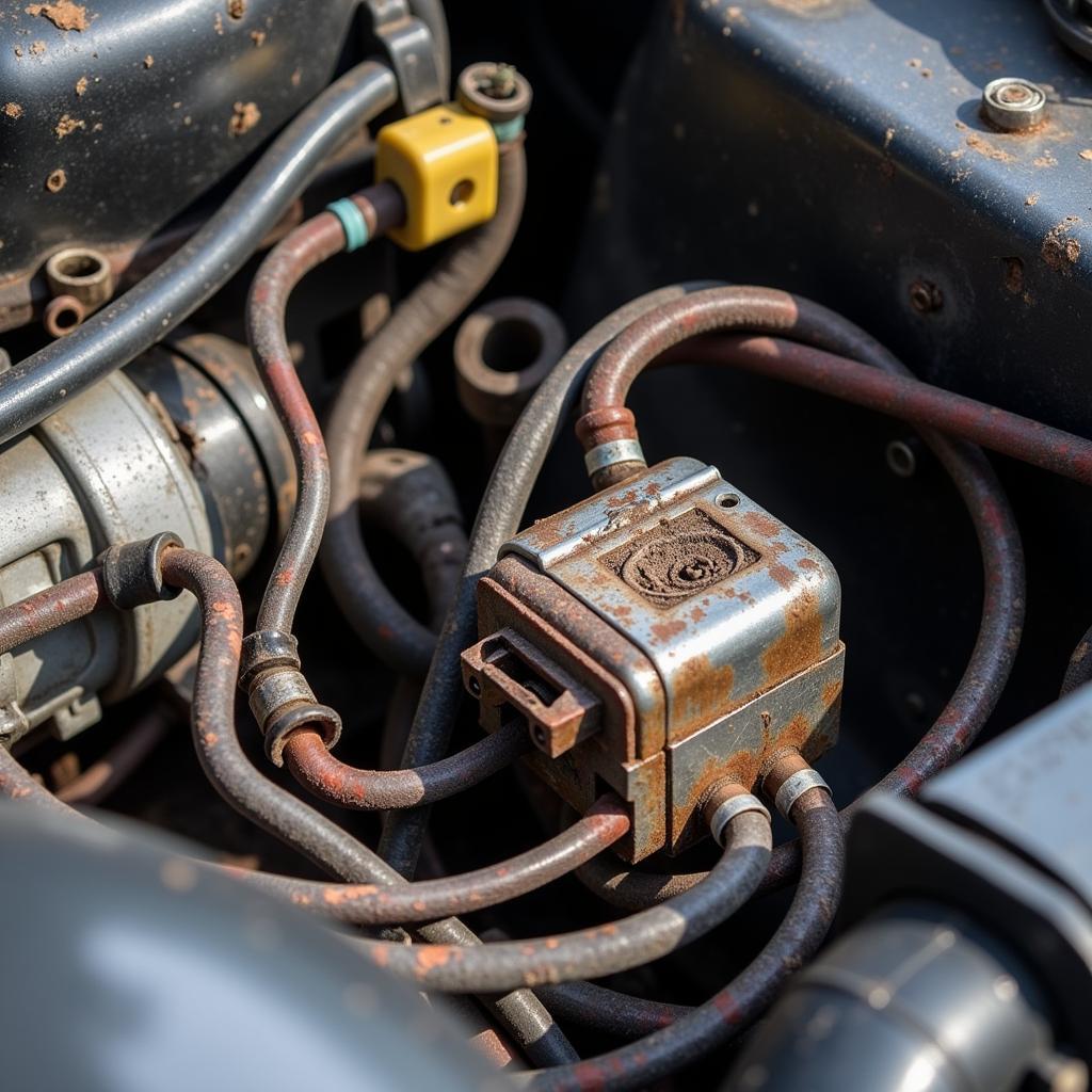 Electrical system damage in a flood-damaged car