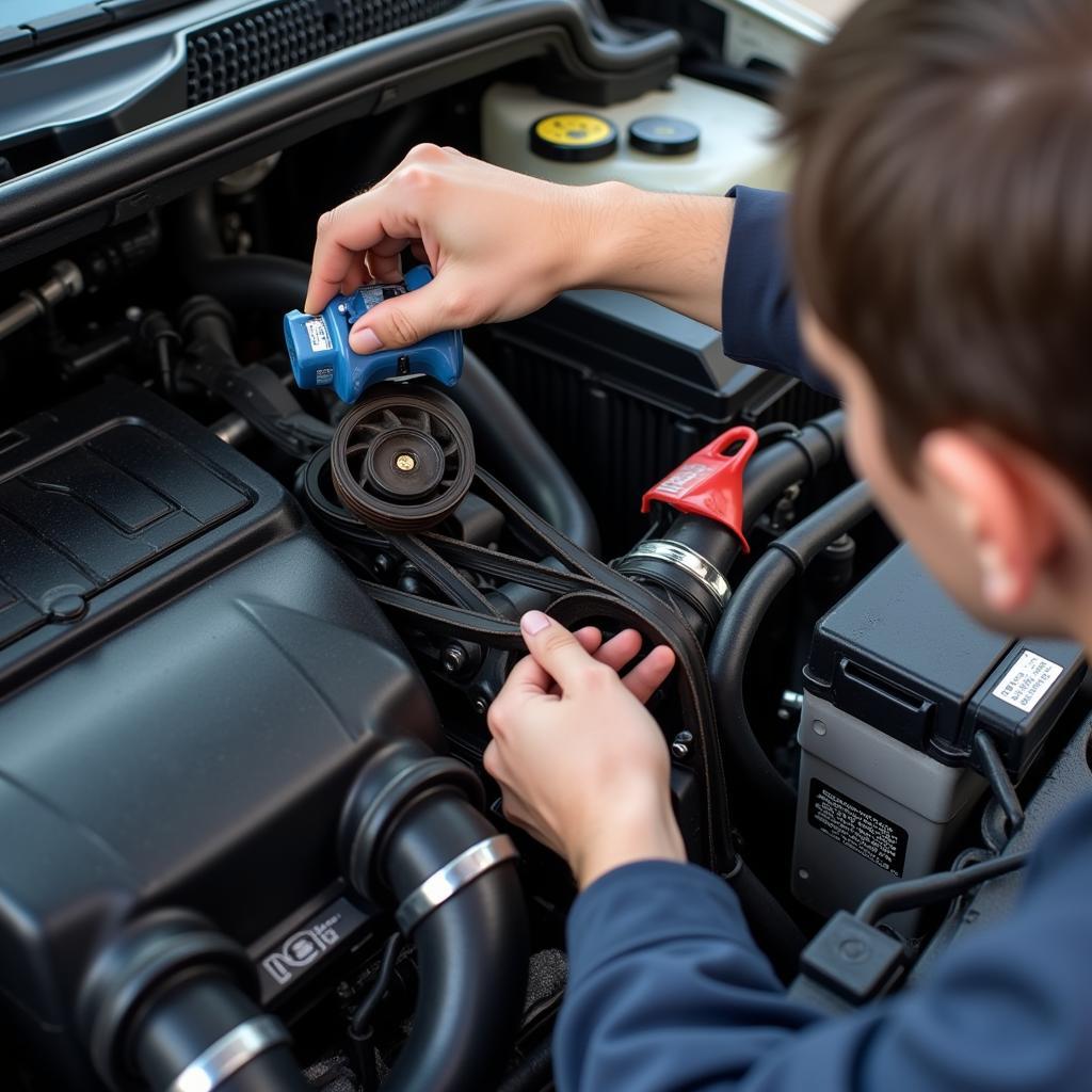 Inspecting the Engine Compartment of a Used Car