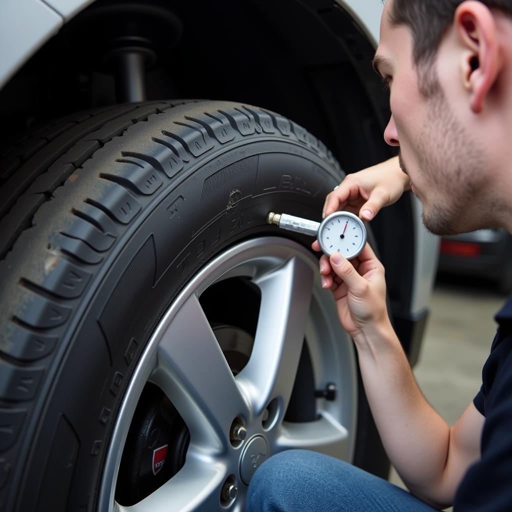 Inspecting Enterprise Car Tires for Wear and Tear