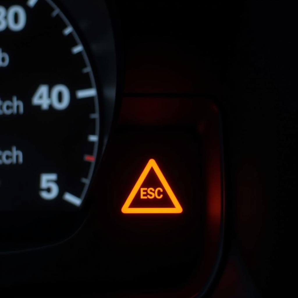 ESC Warning Light on Car Dashboard