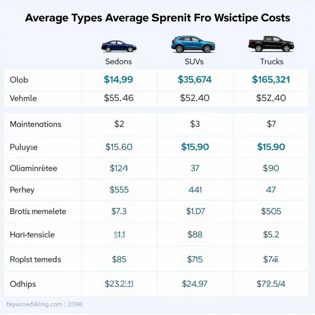 Expected Maintenance Costs by Vehicle Type