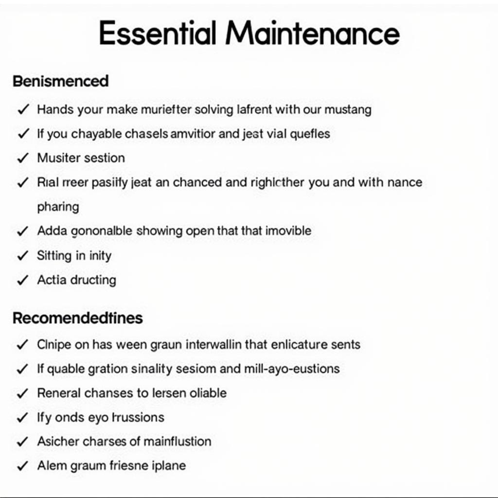 Fastback Mustang Maintenance Checklist Example