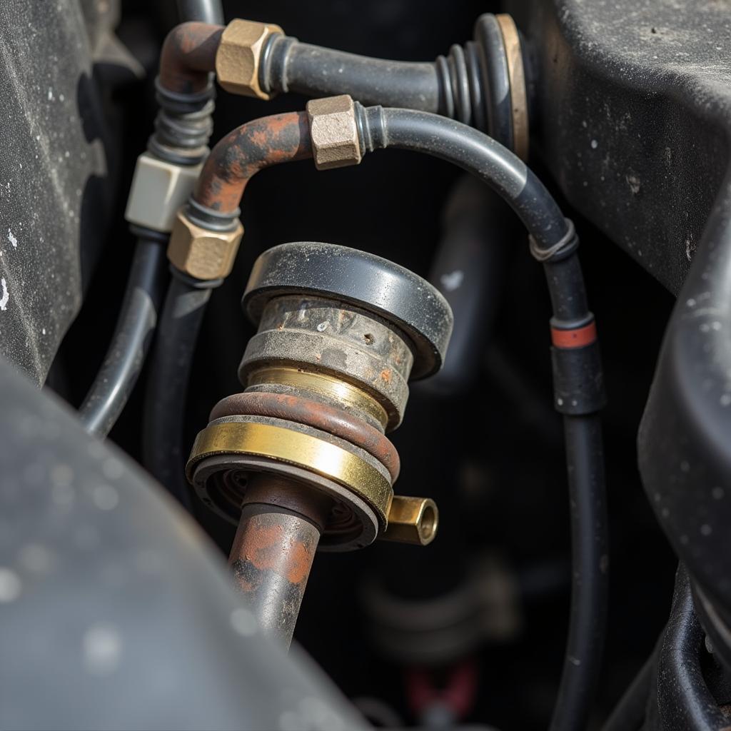 Faulty Oxygen Sensor in a Car Engine