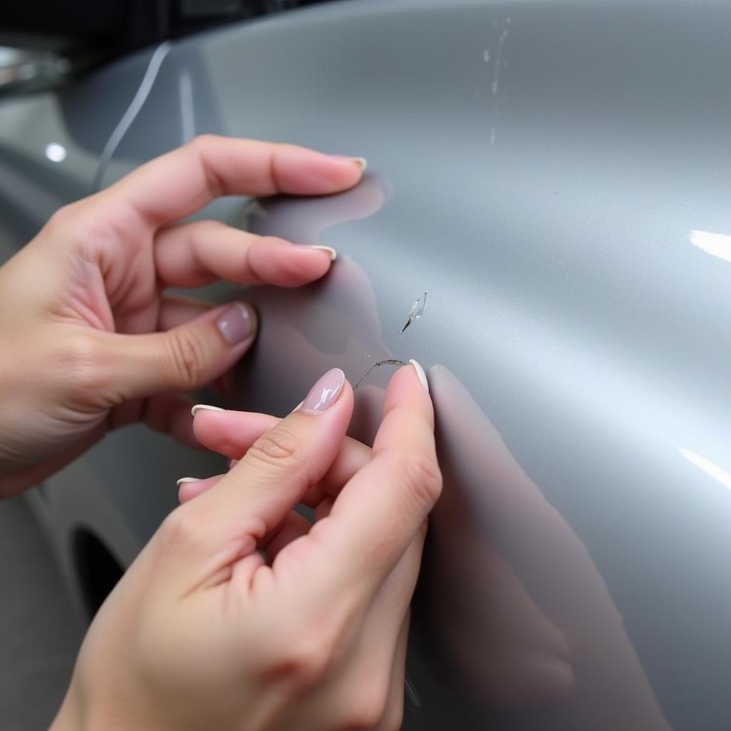 Applying Fingernail Polish to a Minor Car Scratch