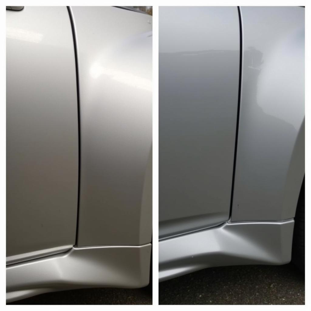 A freshly repaired car door corner