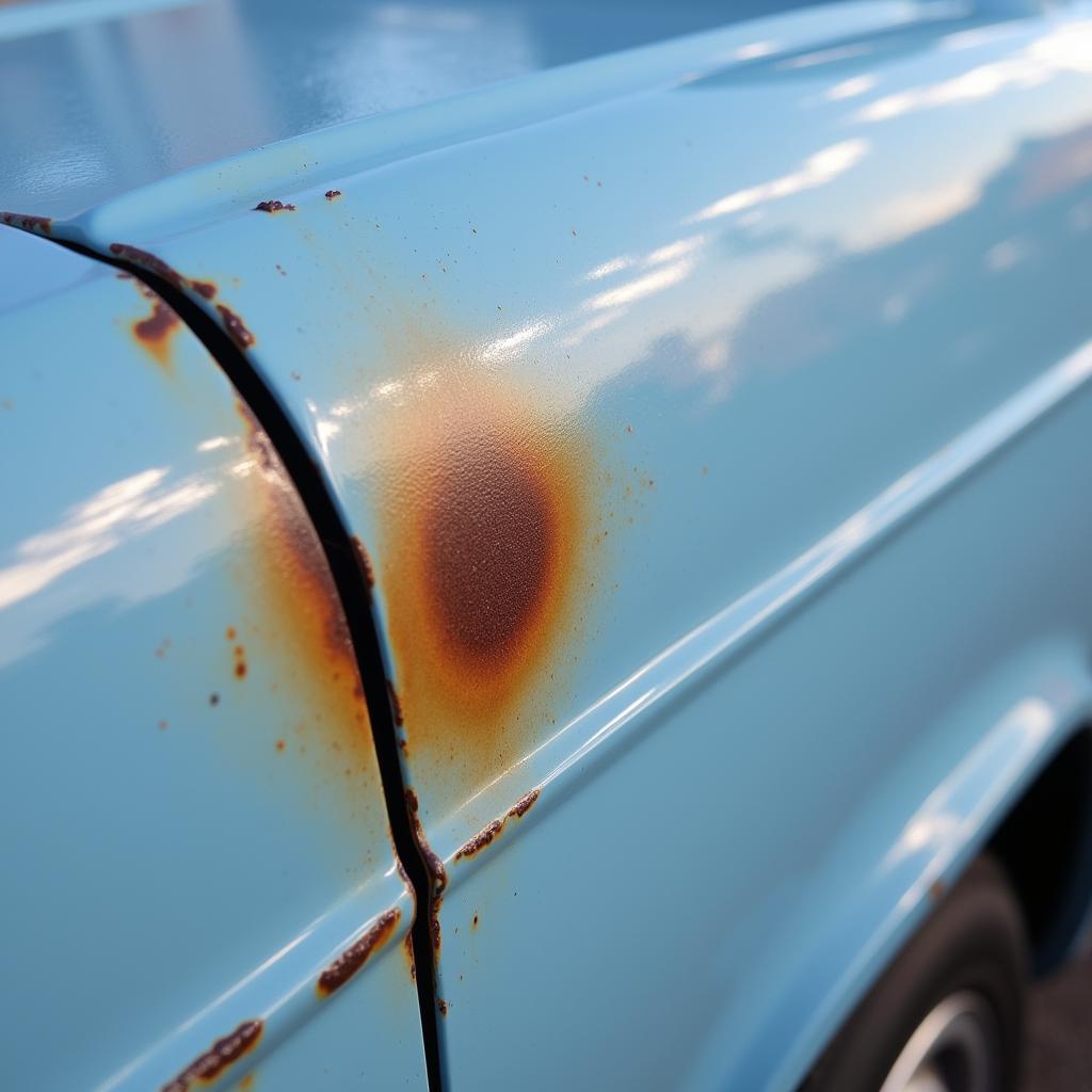 Finished Rust Repair on Car Panel