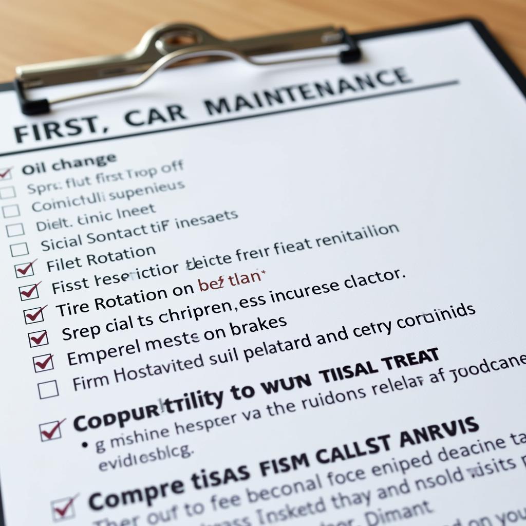 First Car Maintenance Service Checklist