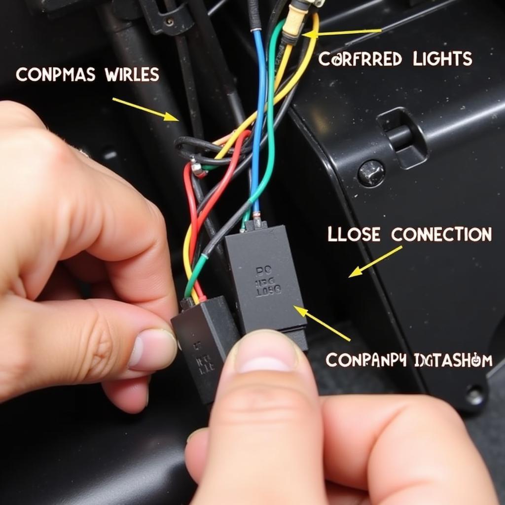 Inspecting the car's blinker wiring for damage