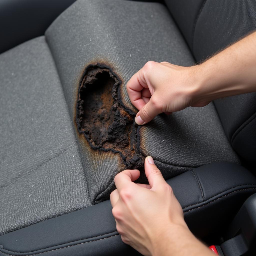 Assessing Car Seat Burn Hole Damage