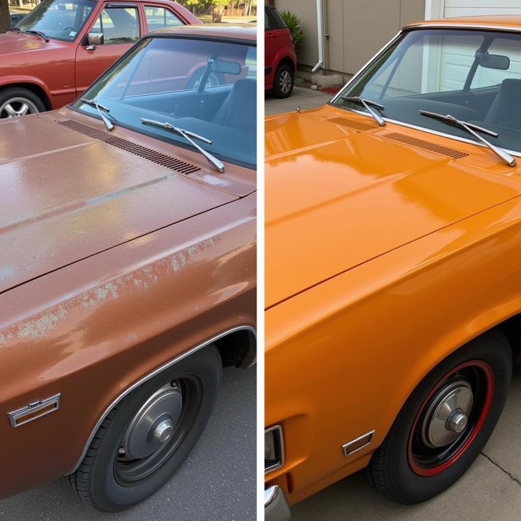 Before and After of Fixing Faded Car Paint