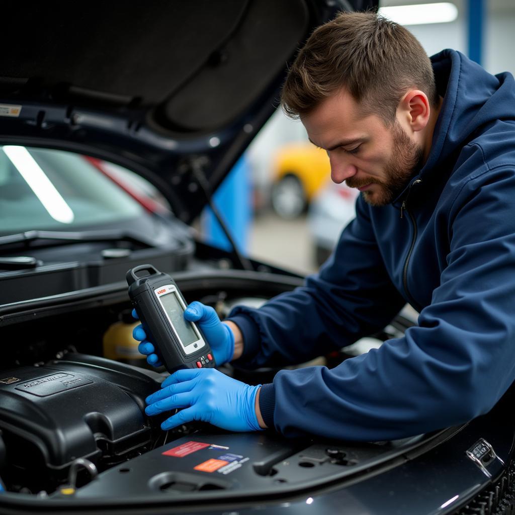 Mechanic Checking Car Engine