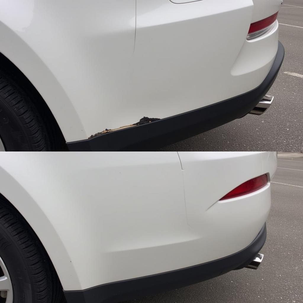 Finished Result of Car Bumper Paint Chip Repair