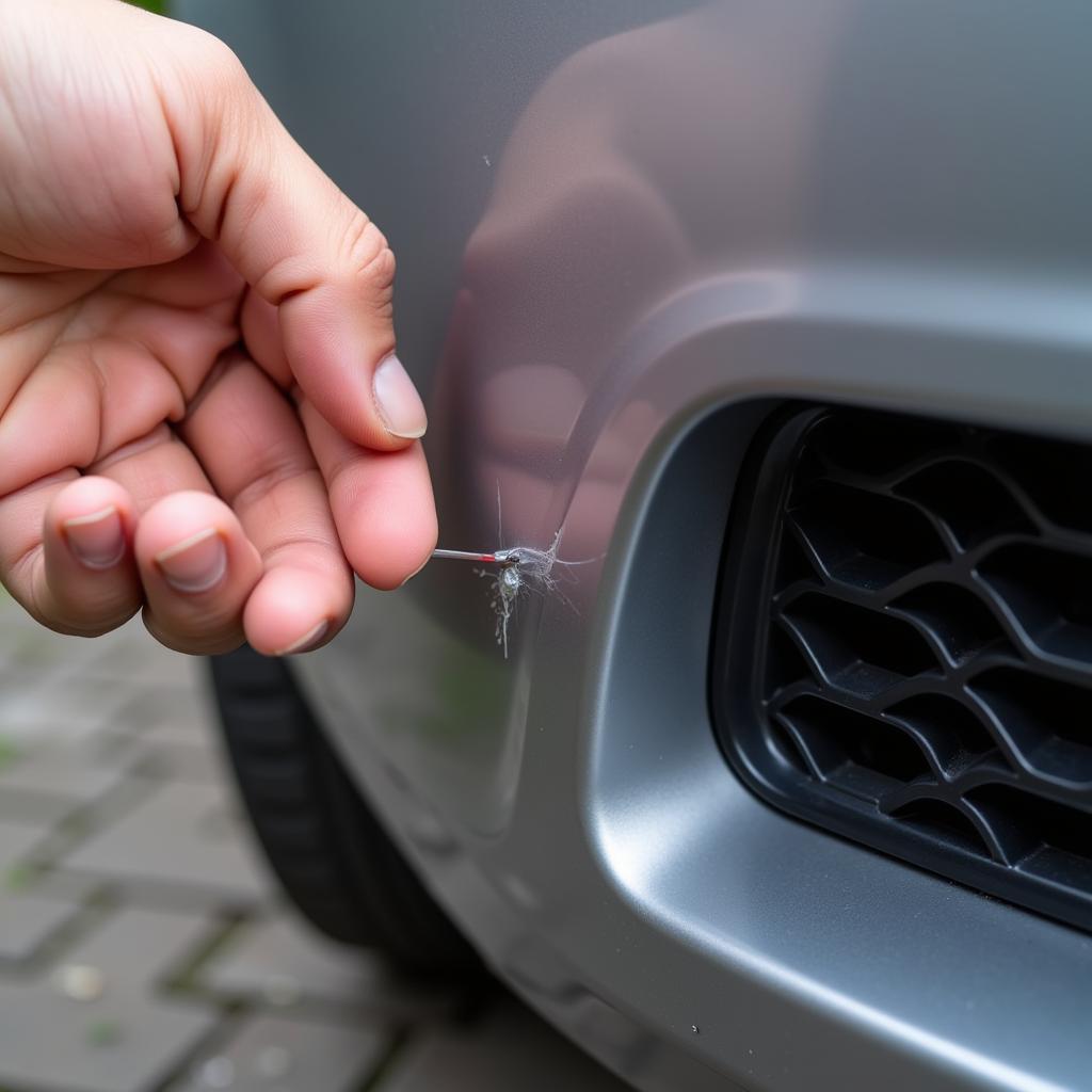 Assessing the Scratch on a Plastic Car Bumper