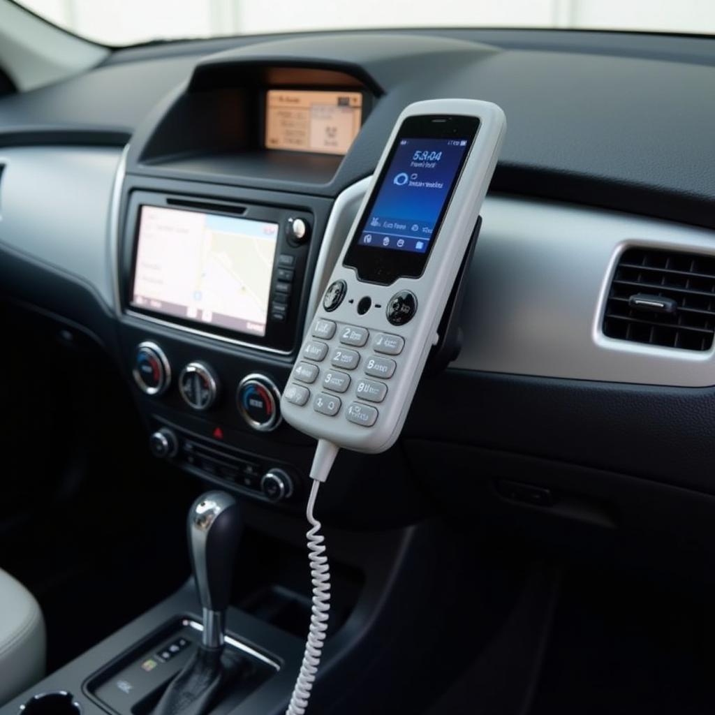 Fixed Car Phone Installation in a Modern Vehicle