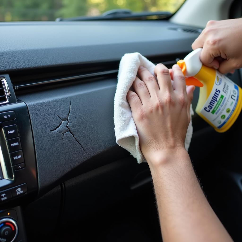 Cleaning the cracked dashboard area