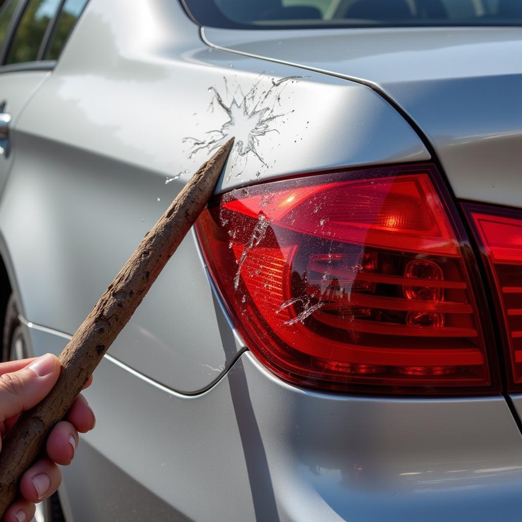 Car Damage from Hitting with Stick