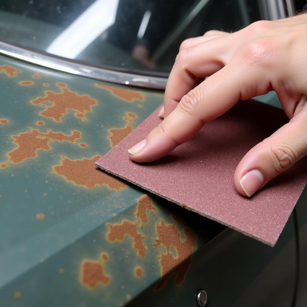 Sanding Surface Rust on Car