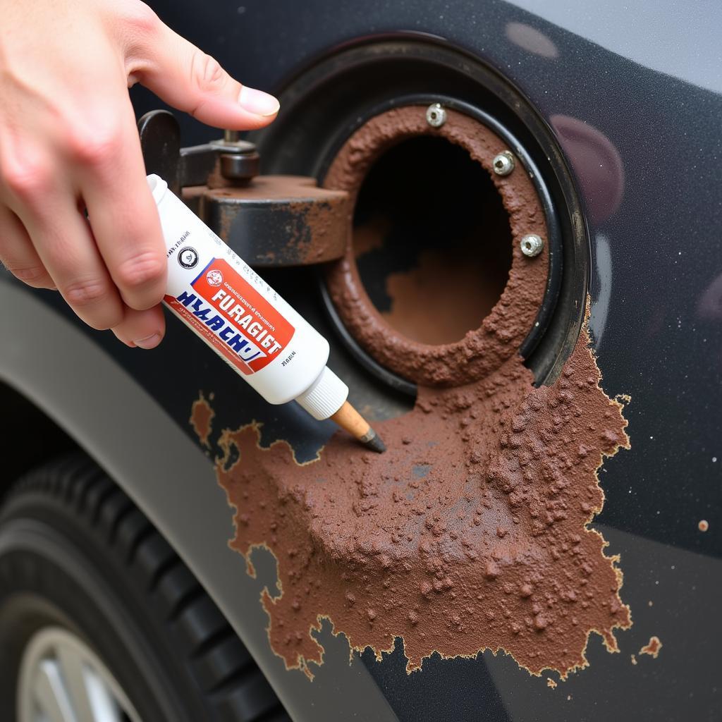 Flex Seal Application on a Car Gas Tank