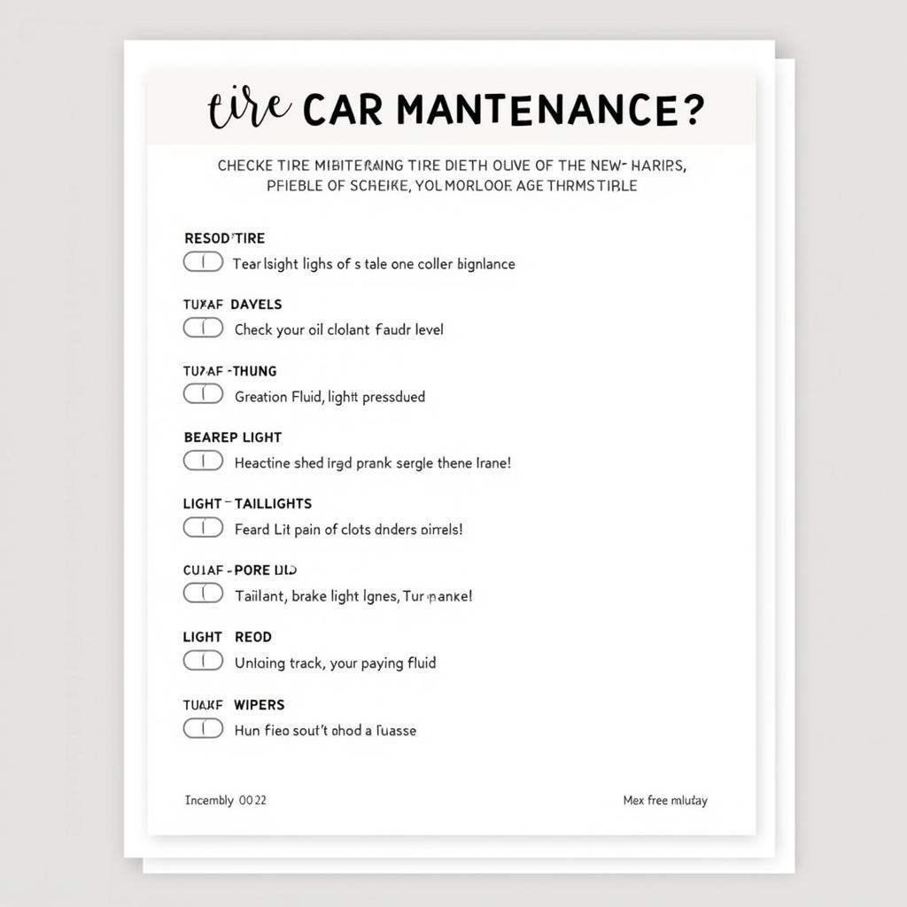 Free Car Maintenance Checklist