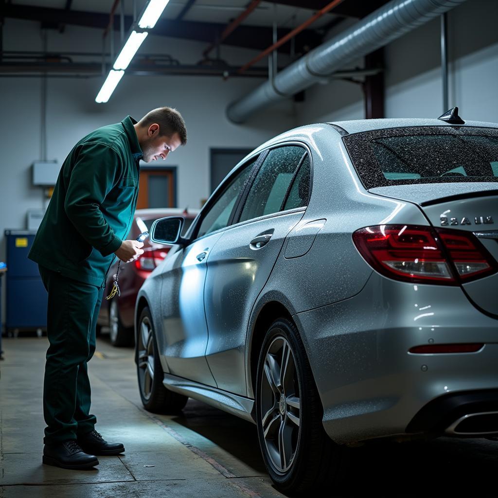 Assessing hail damage on a car