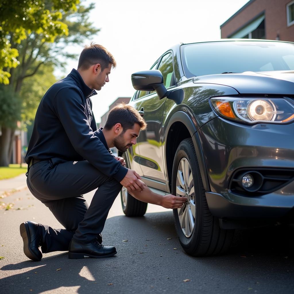 Hampton Park Mobile Mechanic Fixing Flat Tire