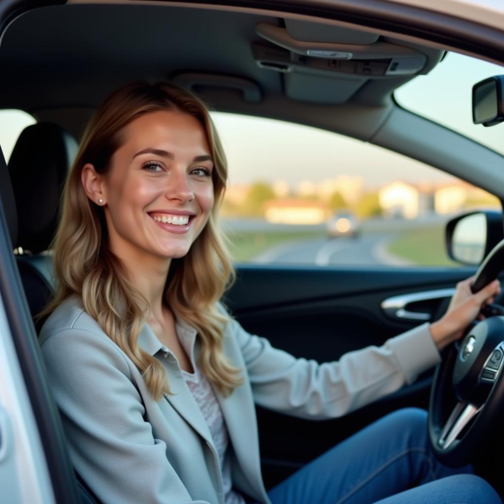 Happy car owner driving their car after a successful repair