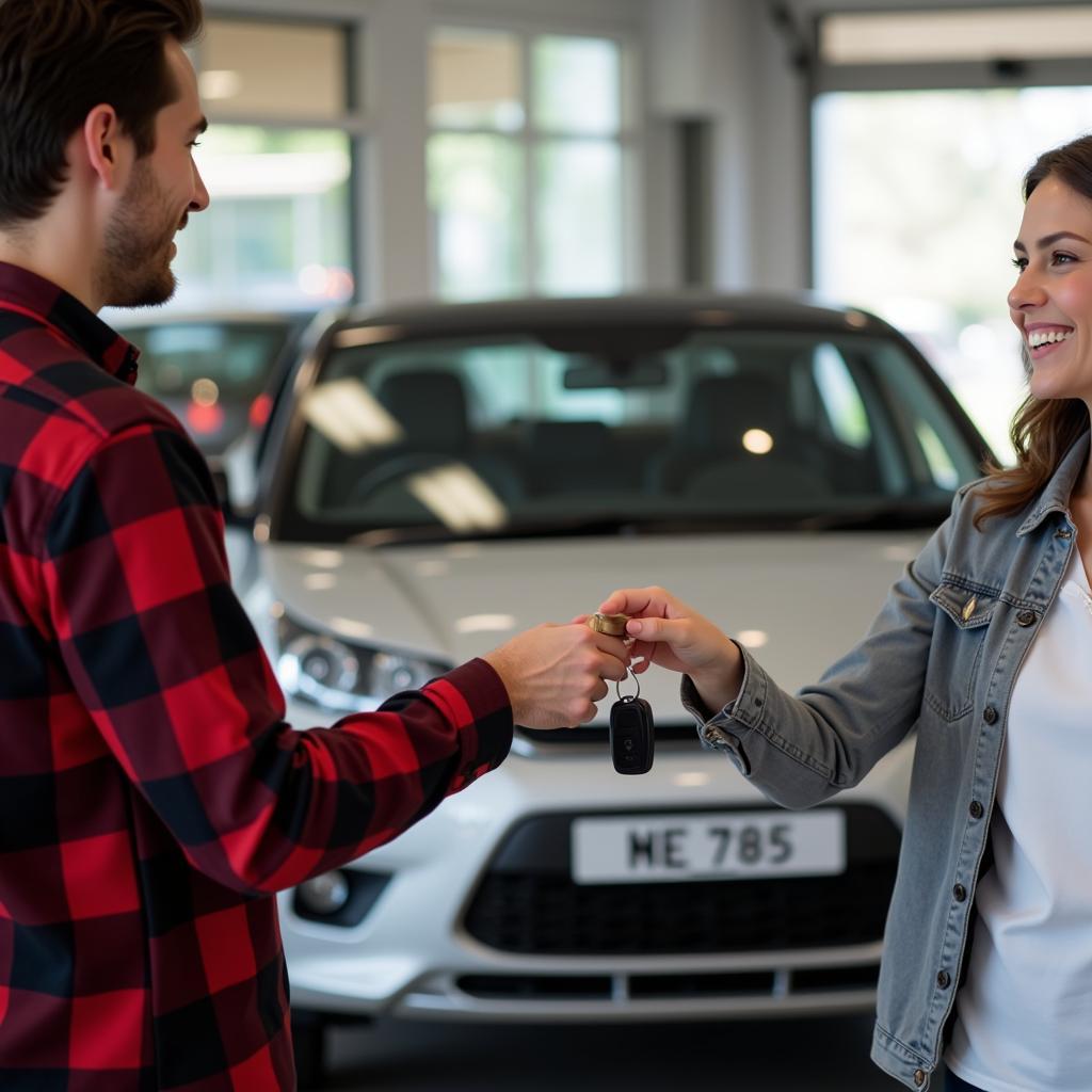 Happy Customer with New Car after Trade-in